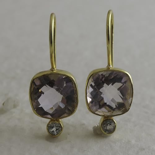 Boucles d'oreilles améthyste et péridot en argent 925 doré