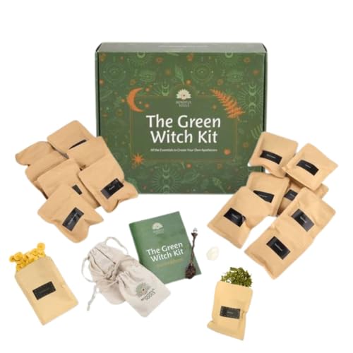 Green Witch Starter Kit – 30 Curated Dried Herbs for Witchcraft & Healing | Includes Crystal, Ritual Guide & Gift-Ready Box – Witchcraft Supplies for Beginners