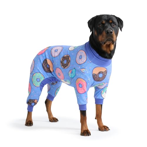 Image of Spark Paws Dog Pajama, Dog Recovery Suit Male, Onesie, Ultra-Soft and 4-Way Stretch, for Small Medium and Large Breeds - Donuts - 5XL