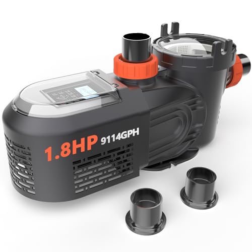 VARMINPOOL 1.8 HP Variable Speed Pool Pump for Above & Inground Pools, Up to 9114 GPH, 220V Inverter Pool Pump with Permanent Magnet Motor, Energy Efficient, Saltwater Compatible