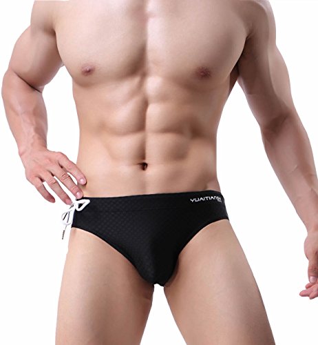 Men's Fashion Low-Rise Swimming Briefs Pure Color Bikini Swimwear 11564