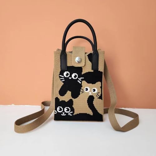 Women's Knit Crossbody Phone Bag Casual Fashion Small Shoulder Purse,Lightweight Knit Fabric for Daily Outings Errands3