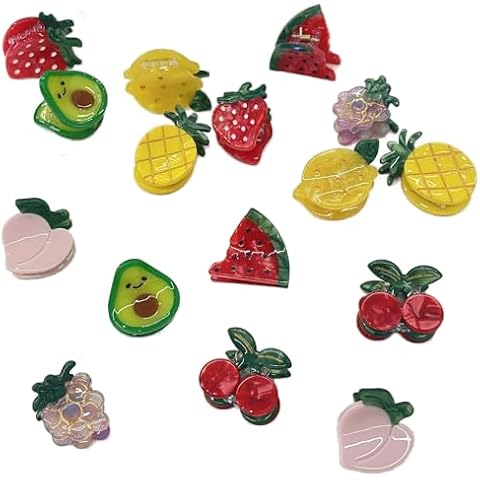 NobeOnbe 16 Pcs Fruit Hair Clips, Vegetable Hairpin, Fruit And Vegetable Hairpins, Y2K Cute Hair Accessories, Acetate Material Cartoon Hair Clips Cover