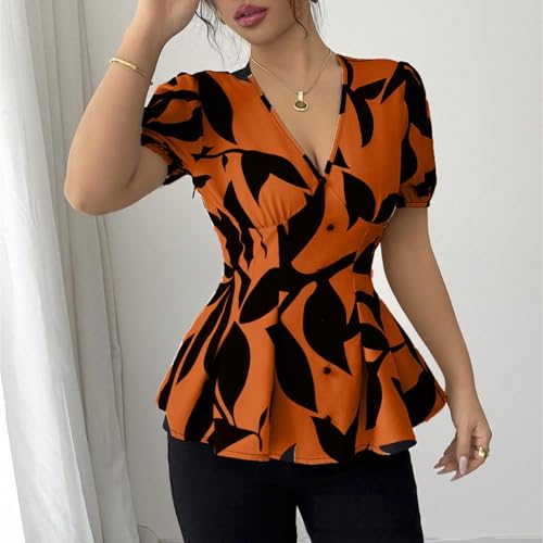 Graphic Tops for Women Fall Summer Short Sleeve Vneck Top T Shirt Blouse Women 2025 Fashion Y2K4