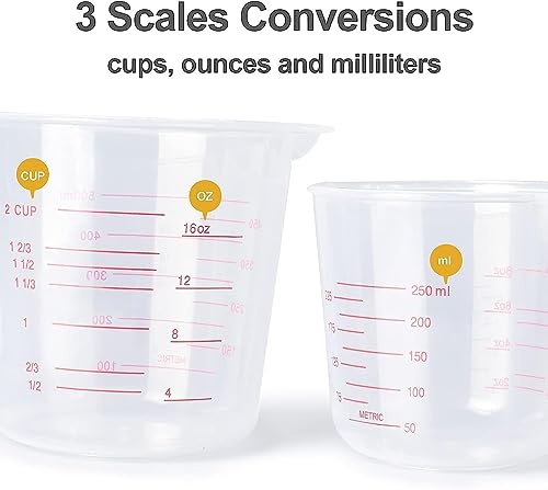 Image of 3Pcs Plastic Measuring Cup Set with Handle Liquid Measuring Cup 1 /2 /3 Cup Capacity,1000ml 500ml 250ml for Measuring Solid and Liquids 3 Pcs Combo Pack