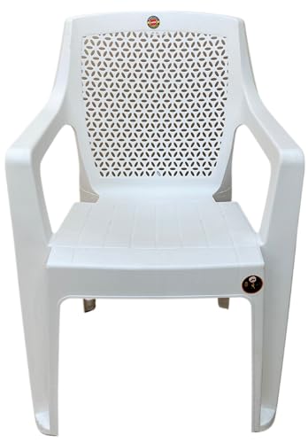 Image of SkyGlamour Cello Sonet Plastic Arm Chair Garden, Home, Living Room, Indoor and Outdoor(Colour: White; Set of 2)