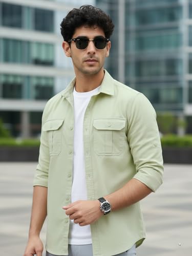 Image of Urbano Fashion Men's Cotton Full Sleeve Regular Fit Casual Solid Shirt