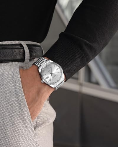 CIVO Herren Uhr Edelstahl Armbanduhr Einfach Business Wasserdicht Uhren für Männer Analog Quarz Herrenuhr mit Leuchtend Datum – Bild 4