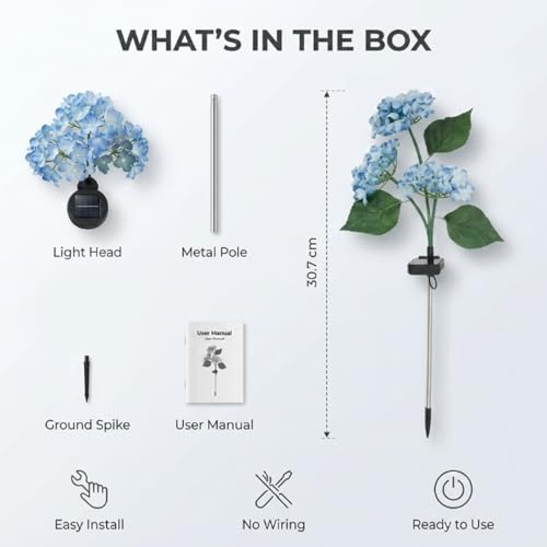 Image of hardoll Plastic Solar Decorative Light Hydrangea Flower Shaped RGB Color LED Lamp For Waterproof Outdoor Home Garden Yard(Blue Color-Pack Of 1)