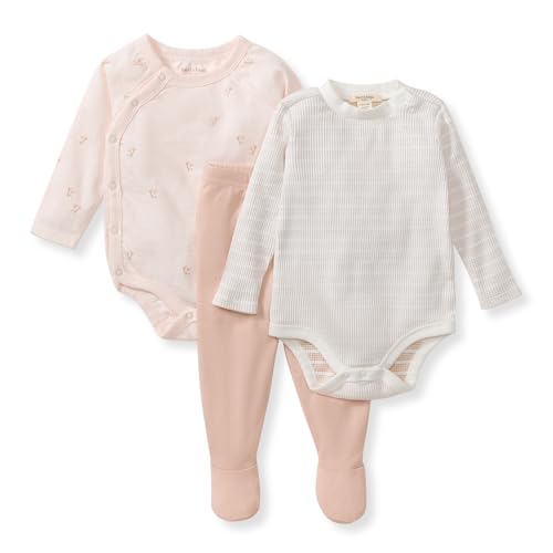 Image of Burt's Bees Baby Unisex 3-Piece Bodysuit and Pant Set, 100% Organic Cotton Infant Outfit