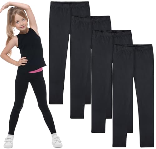 FEQO 4 Pack Girls Cotton Leggings Pants