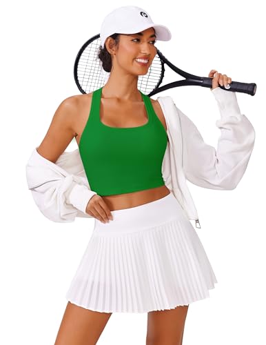 Image of PINSPARK Sports Bra Longline Racerback Tank Tops for Women Padded Workout Yoga Top