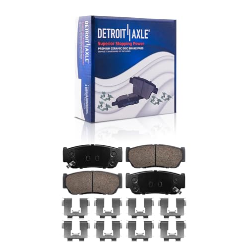 Image of Detroit Axle - Rear Brake Kit for Hyundai 2007 Entourage, 2006 Kia Sedona, Drilled & Slotted Disc Brake Rotors Ceramic Brakes Pads w /Hardware Replacement