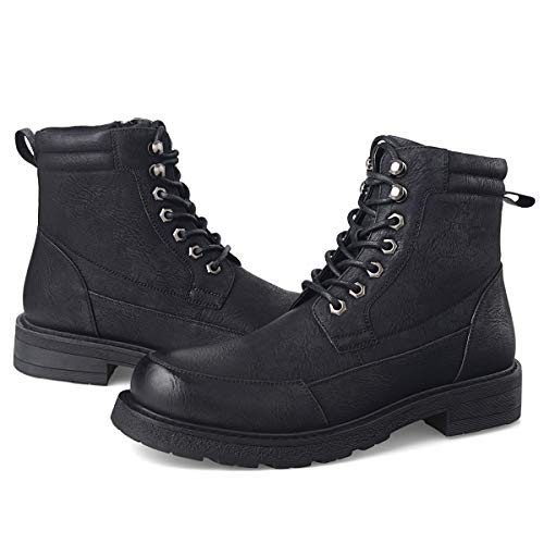 GM GOLAIMAN Men's Motorcycle TAFT Dress Boots - Lace Up Zip Boots Military Tactical Work Combat Hiking Botas Invierno Hombre 10 M US, 5 Black