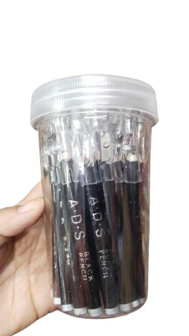 Eyebrow Pencil Black (Pack of 12 Pencils) with Built-in Sharpener Cap – Smudge-Proof, Long-Lasting Eye Brow Definer in Storage Jar – Professional Matte Finish for Natural & Bold Brows-image-43