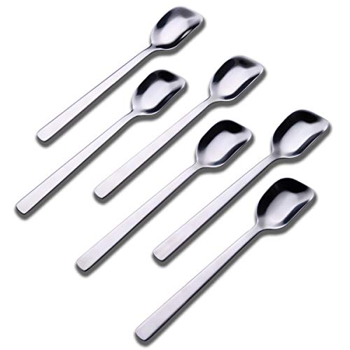 GoGeiLi Joghurtlöffel, Edelstahl Gelato/Eiscreme Löffel, Obstlöffel, Dessertlöffel, 6,4 Zoll, Set mit 6 Stück