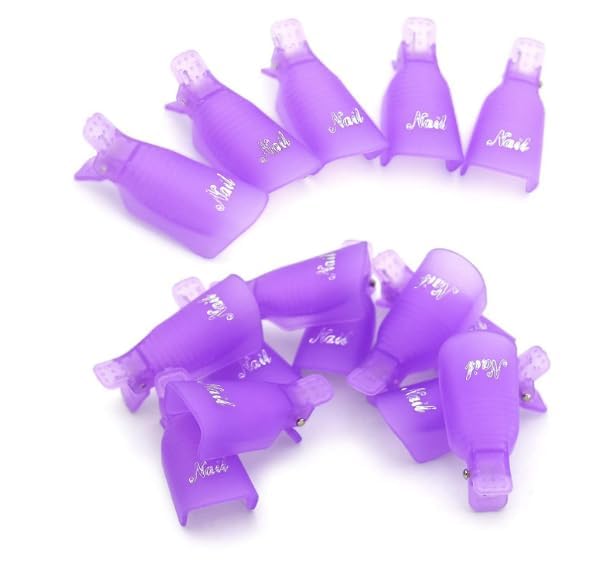 10PC Plastic Acrylic Nail Art Soak Off Cap Clip UV Gel Polish Remover Wrap Tool