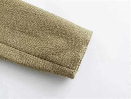 Women Long Sleeve Tweed Cropped Jacket Vintage Slim Button Down Petite Blazer Coat with Flap Pocket4