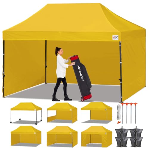 Image of ABCCANOPY Heavy Duty Easy Pop up Canopy Tent with Sidewalls 10x15, Gold