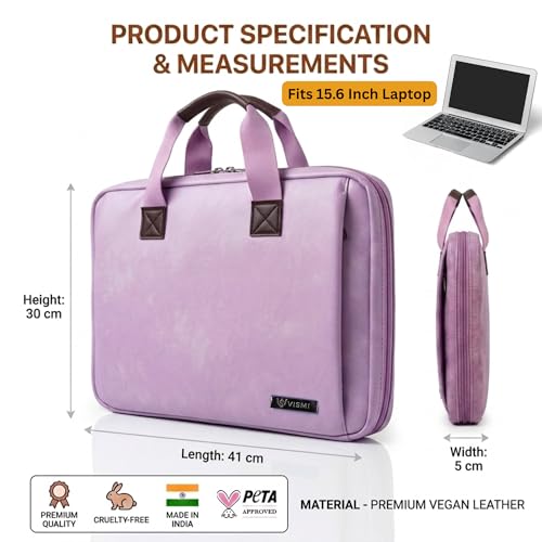 Image of VISMIINTREND Laptop Briefcase Messenger Shoulder Office Hand Bags for Men Women | Fits 13 inch /14 inch /15.6 Inch Laptops, Macbook | Vegan Leather | Corporate Gifts
