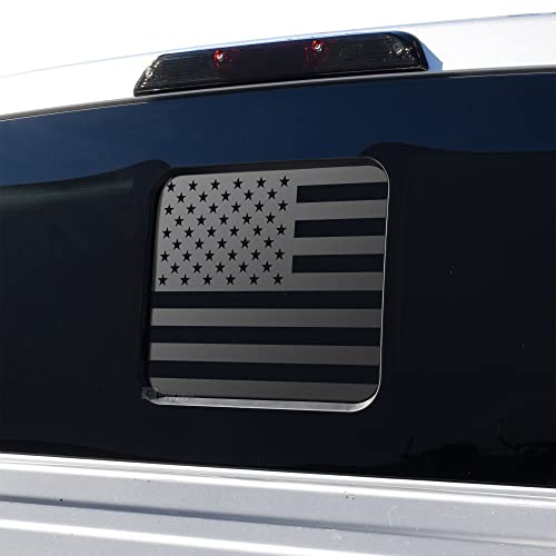 Bogar Tech Designs Rear Middle Window American Flag Vinyl Decal Compatible with and Fits F150 F250 F350 2015-2025, Matte Black