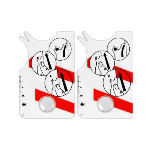 Shirene Cartes à Tiques avec Loupe,2 PCS Cartes Anti-Tiques avec Loupe Attrape-Tiques pour Animaux de Compagnie Tableau de Graduation des Tiques Outil de Capture des Tiques pour Animaux de Compagnie