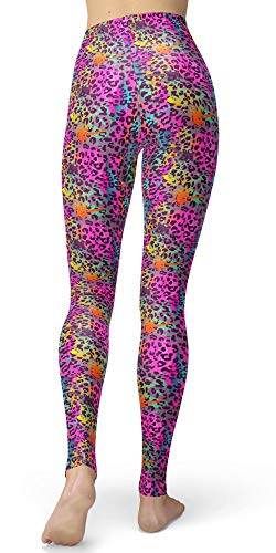 Image of sissycos Women's 80s Leggings Neon Artistic Splash Printed Buttery Soft Stretchy Pants