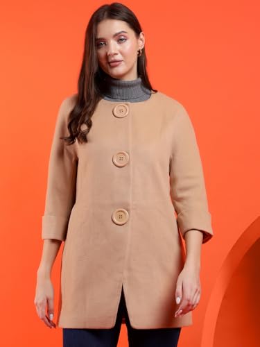 Image of KOTTY Womens Cotton Blend Standard Length Elegant Style Coat - Classic Style with Modern Detailing