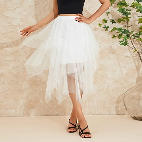 Women's Mesh Tulle Skirt Irregular Layered Pleated Skirt Ballet Multilayer Asymmetric Midi Tutu Underskirt Streetwear3
