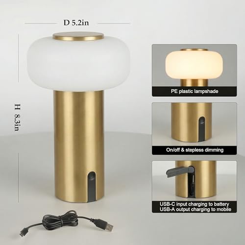 Image of WEILAILUX Waterproof Shower Lamp, Rechargeable Outdoor Table Lamp (Gold)