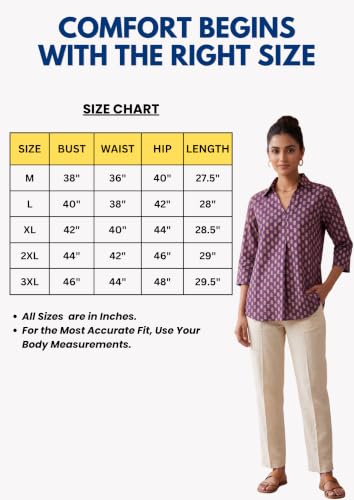 Image of Pure Cotton Long Hemline Shirt for Women Beautiful Printed Collared Neck Casual Western Shirt Top Formal Office Wear