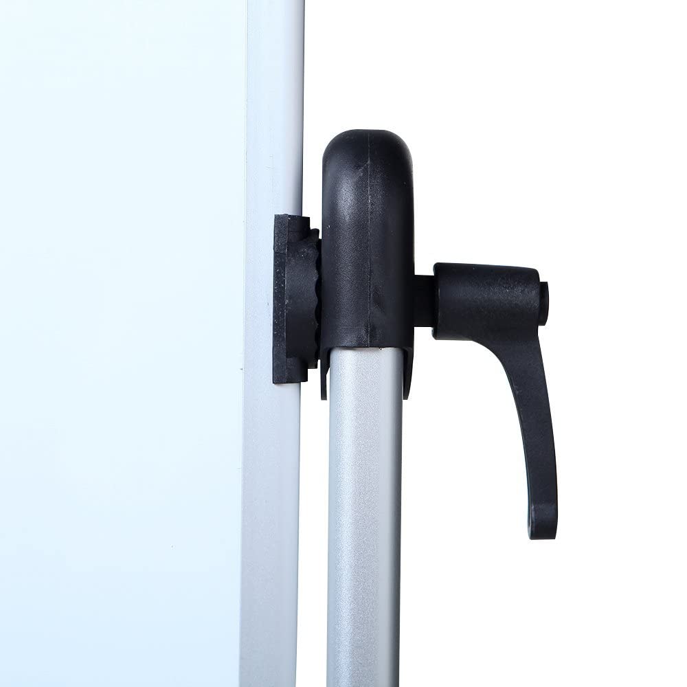 VIZ-PRO Pizarra blanca grande móvil magnética de doble cara 180x120 cm, con ruedas y marco de aluminio, para oficina y aula, Incluye 12 rotuladores