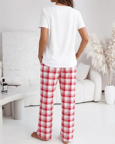 Image of CHICME Womens Pajamas Sets 2 Piece Short Sleeve Lounge Set Printed Loose Pants Pj Sets Loungewear Set