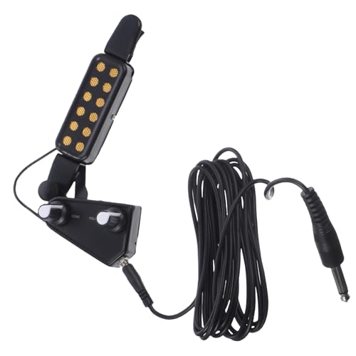 JEWEDECO ギターピックアップ デスクトップ電球ソケット アコースティックエレキギターアンプ ウクレレピックアップ 音の拾い フォークギターのピックアップ サウンドピックアップ Black