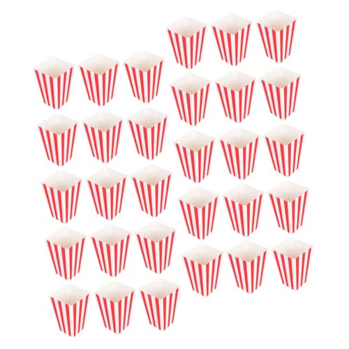Unomor Popcorn Holder Party Supplies 50pcs Strip Movie Night Decor Stylish Popcorn Boxes for Events Movie Parties
