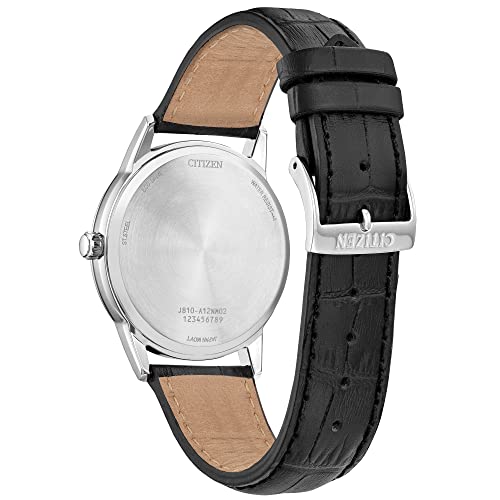 Image of Citizen Men's Classic Eco-Drive Leather Strap Watch, 3-Hand Date