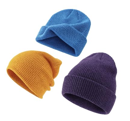 Toque Winter Beanie Hat, Cuffed Knit Cap, Multiple Colors (3-Pack Assorted)
