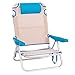TIENDA EURASIA® Sillas de Playa Plegables - Multi Posiciones - Material Aluminio y Textileno - Disponible en Varios Tamaños y Colores (Bicolor Azul, 61 X 47 X 80 CM - 4 Posiciones c/cojín)