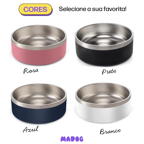 Kit 2 Comedouros Cachorro Pet Aço Inox 946ml MADOG Preto