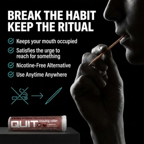 Image of Xero Picks Infused Flavored Toothpicks to Help Quit Smoking - Nicotine Free (Espresso, 3 Pack) Non-GMO Kosher Vegan