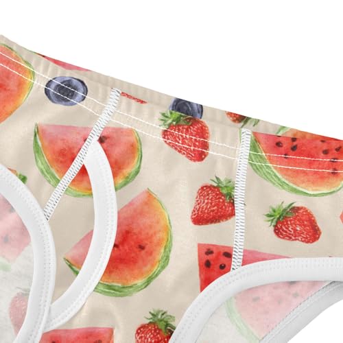 Wusikd Watercolor Strawberries Boys' Underwear Cotton Watermelon Boys Briefs Soft Toddler Underwear 2T4