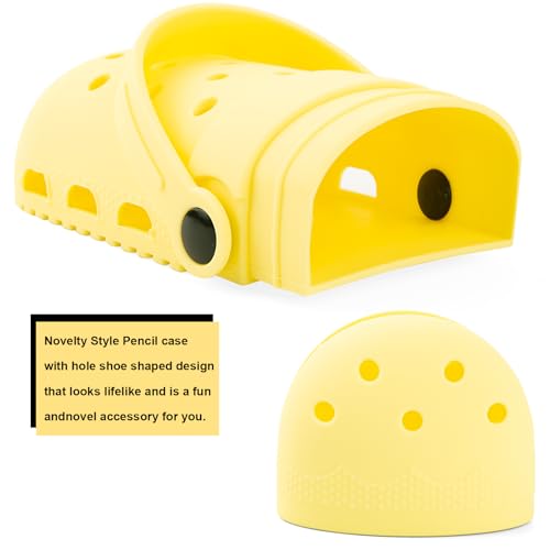 Image of elephtree Funny Shoes Shaped Silicone Pencil Holder for Teacher Appreciation Gifts Adult Pencil Storage Organizer Cute Desktop Pen case Creative Stationery Storage for Office Classroom Home (Yellow)