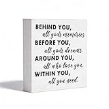 Graduation Quote Wood Box Sign - Wooden Behind You All Your Memories Plaque -2026 Graduation Decorations Gifts for Her Grad Party Decor for Desk Home Shelf Wall