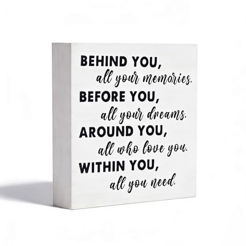 Graduation Quote Wood Box Sign - Wooden Behind You All Your Memories Plaque -2026 Graduation Decorations Gifts for Her Grad Party Decor for Desk Home Shelf Wall