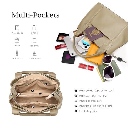 Image of befen Genuine Leather Handbag for Women Small Soft Satchel Tote Bags Crossbody Shoulder Purses with Zipper