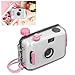 35 mm Disposable Film Camera, Retro One Time Use Film Camera with 28MM F/9 Lens, Reusable Lightweight Vintage Cam for Kids (White Pink)