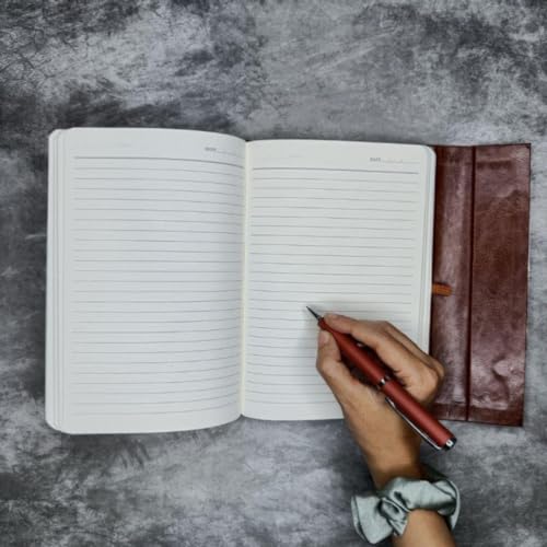 Image of Giftana Personalized Diary with Name, Customized Leather Notebook Diary with Magnetic Flip Lock, A5 Size, 192 Ruled Pages Office Diaries for Writing, New Year Corporate Gifts for Employee (Brown 5)
