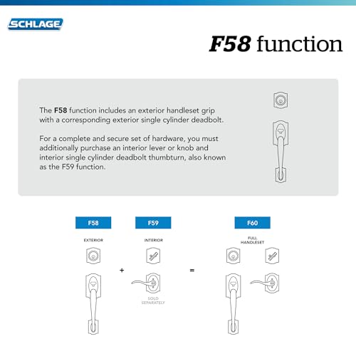 Image of Schlage F58 RMN 622 Remsen Exterior Front Entry Handleset, Exterior Side Grip, Matte Black