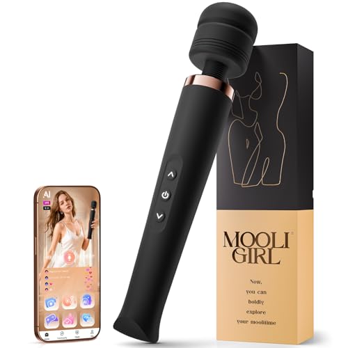 MOOLIGIRL Sex Toys Women, Adult Toys App Control, Powerful Quiet Motor, Vibrator Wand 4 Speeds & 5 Vibration Patterns, Cordless & Waterproof Wand Massager for Solo & Couple Stimulation