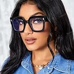 Fashion Oversized Blue Light Blocking Glasses for Women Men Trendy Big Square Frame Computer Eyeglasses - Image 2